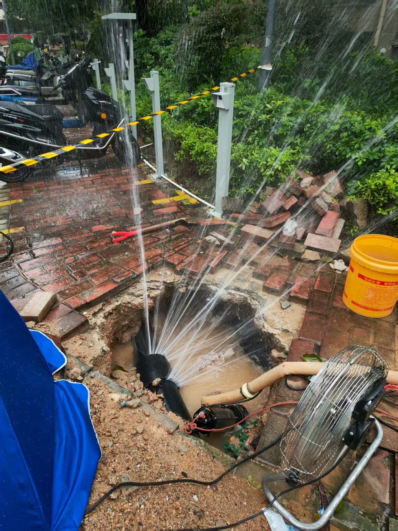 郫县鼎探漏水探测工程部室外漏水检测展示